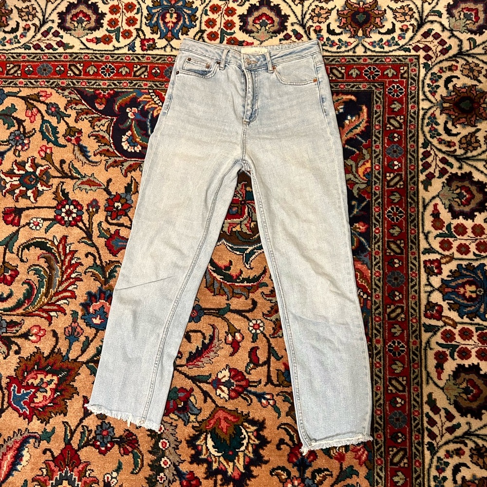 Ultra high rise ankle straight jeans